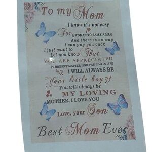 To My‎ Mom Blanket Best Mom Ever Loving Son Gift New